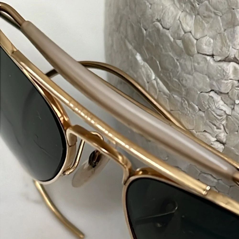 B & L Ray Ban Vintage 12K Gold Filled Aviator Glass Lens Sunglasses - RARE